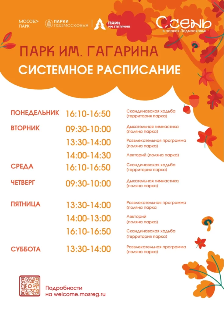 Системное расписание в парке культуры и отдыха им. Гагарина