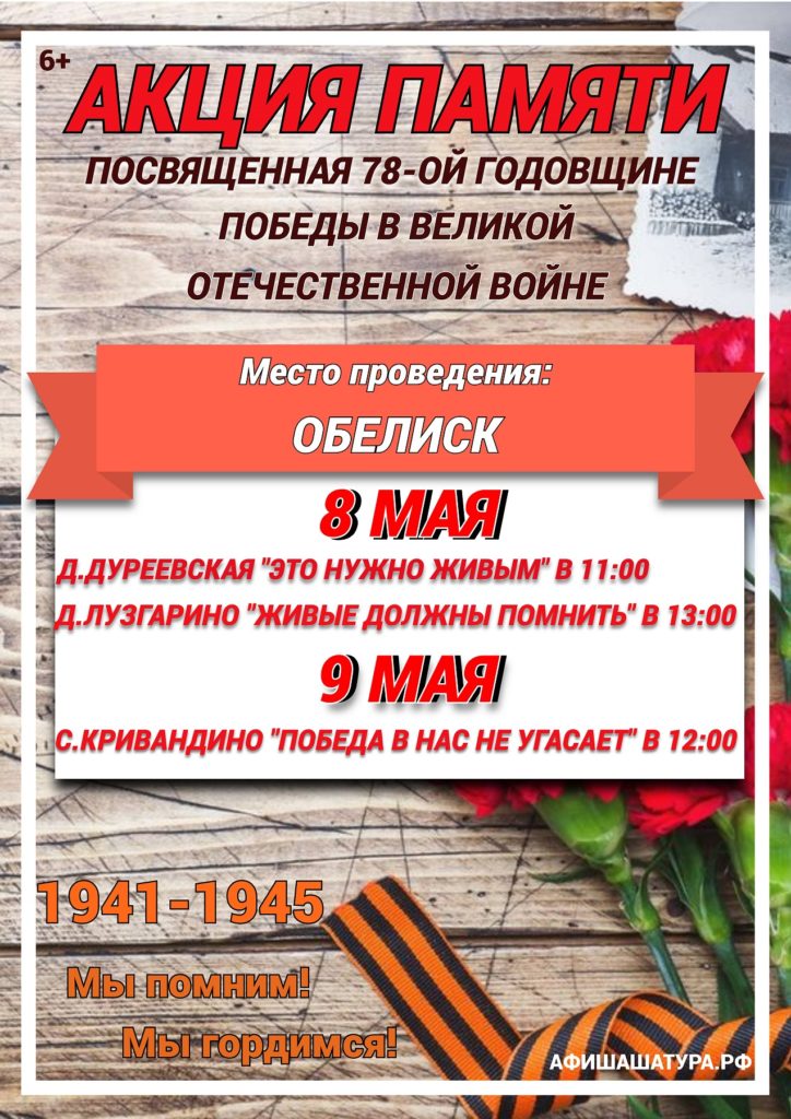 Акция памяти, посвященная 78-ой годовщине Победы в Великой Отечественной войне.